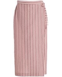 Jonathan Simkhai - Monty Striped Cotton-Blend Midi Wrap Skirt - Lyst