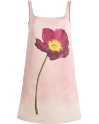 Oscar de la Renta - Peony Satin Mini Dress - Lyst