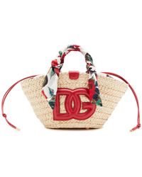 Dolce & Gabbana - Small Kendra Raffia Tote Bag - Lyst