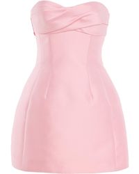 Monique Lhuillier - Strapless Draped Neckline Scultped Mini Dress - Lyst
