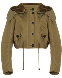 Prada - Fleece-lined Cotton Cropped Jacket - Lyst