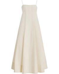 St. Agni - Everyday Pleated Striped Cotton-Blend Midi Dress - Lyst