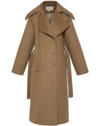 Matériel Belted Oversized Wool Melton Double-breasted Coat - Brown