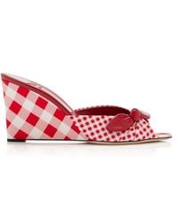 Jimmy Choo - Livi Gingham Canvas Wedge Sandals - Lyst