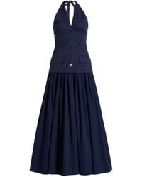 STAUD - Harrington Suiting Stretch-cotton Halter Maxi Dress - Lyst
