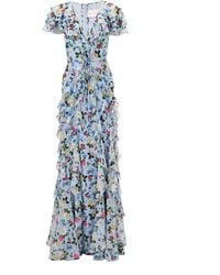 Carolina Herrera - Ruffled Garden Floral Silk-Chiffon Gown - Lyst