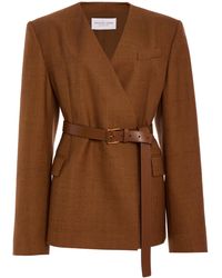 Michael Kors - Belted Silk-Canvas Blazer - Lyst
