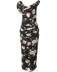 Carolina Herrera - Off-The-Shoulder Draped Silk Midi Dress - Lyst