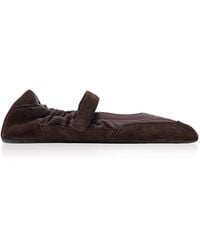 Prada - Collapse Re-Nylon And Suede Ballet Flats - Lyst