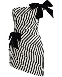 Carolina Herrera - Pleated Ribbon-Striped Crinkled Jacquard Mini Dress - Lyst