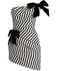 Carolina Herrera - Pleated Ribbon-Striped Crinkled Jacquard Mini Dress - Lyst