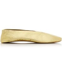The Row - Stella Laminated Leather Ballet Flats - Lyst