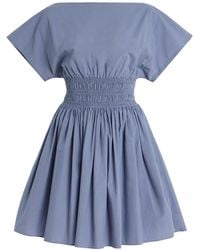 Matteau - Shirred-Waist Cotton Mini Dress - Lyst