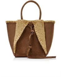 Gabriela Hearst - Marija Small Raffia-Trimmed Suede Tote Bag - Lyst