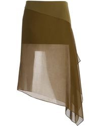 Michael Kors - Veiled Stretched Tissue Wool Crepe Midi Skirt - Lyst