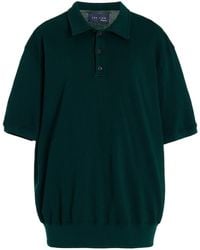 Les Tien Oversized Organic Cotton Terry Polo Shirt - Green