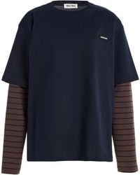 Miu Miu - Layered Cotton Jersey T-Shirt - Lyst