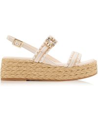 Roger Vivier - Summer Crystal Raffia Espadrille Sandals - Lyst