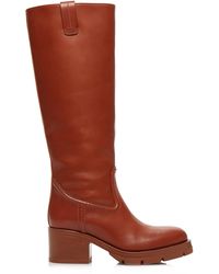 Chloé - Mallo Shearling And Leather Knee Boots - Lyst