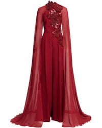 Elie Saab - Embelished Cape-Sleeve Cady Jumpsuit - Lyst