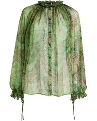 Etro - Ruffled Silk Top - Lyst