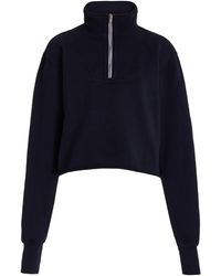 Les Tien - Haley Cropped Half-zip Cotton Sweatshirt - Lyst