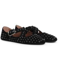 Alaïa - Eyelet-Embellished Suede Ballet Flats - Lyst