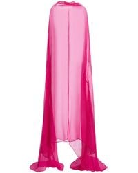 Dries Van Noten - Ducy Cape-Sleeve Mousseline-Silk Dress - Lyst