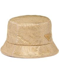Prada - Crystal-embellished Satin Bucket Hat - Lyst
