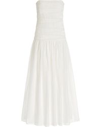 Sir. The Label Xanthe Smocked Cotton-linen Maxi Dress - White