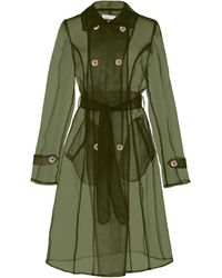 Apparis Oliva Organza Sheer Trench Coat - Green