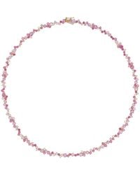 Sydney Evan - 14k Gold, Diamond, And Pink Sapphire Cocktail Eternity Necklace - Lyst