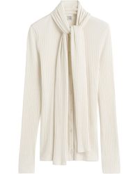 TOTEME - Bow Ribbed Knit Top - Lyst