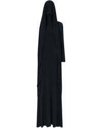 Alaïa - Hood-detailed One-shoulder Jersey Maxi Dress - Lyst