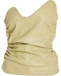 Paris Georgia Basics Assymetric Ruched Faux Leather Strapless Top - Green