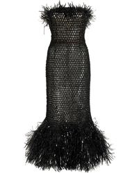 Oscar de la Renta - Fringe-trimmed Embroidered Midi Dress - Lyst