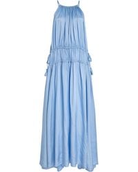 Bondi Born - Como Tie Gathered Twill-Satin Maxi Dress - Lyst