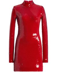 Sergio Hudson - Mock-Neck Sequined Mini Dress - Lyst