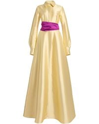 Greta Constantine - Xolani + Simon Silk-Wool Belted Gown - Lyst