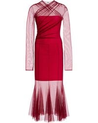 Nensi Dojaka - Draped Tulle Midi Dress - Lyst