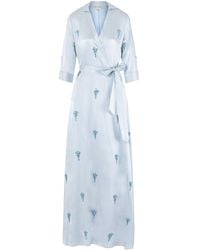 La Fuori - Elara's Icy Jewels Embellished Silk Satin Maxi Wrap Dress - Lyst