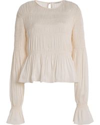 By Malene Birger - Ovas Smocked Satin Top - Lyst