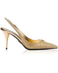 Prada - Crystal Embellished Slingback Heels - Lyst