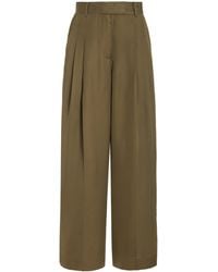 By Malene Birger - Exclusive Pleated Satin Wide-leg Pants - Lyst