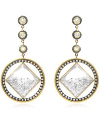 Moritz Glik - 18k Gold, Blackened Silver, Diamond And Sapphire Earrings - Lyst