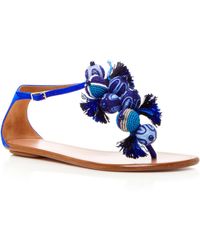 Aquazzura Tropicana Embellished Suede Sandals - Blue