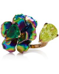 Anabela Chan - Acid Rainbow Bloom 18k Gold Vermeil, Aluminum Emerald, Quartz Ring - Lyst