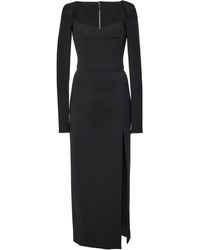 Dolce & Gabbana Corseted High-slit Crepe Midi Dress - Black