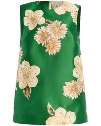 ALÉMAIS - Sage Printed Satin Top - Lyst