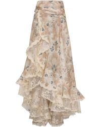 Zimmermann - Rebellion Lace-Trimmed Linen-Silk Maxi Skirt - Lyst